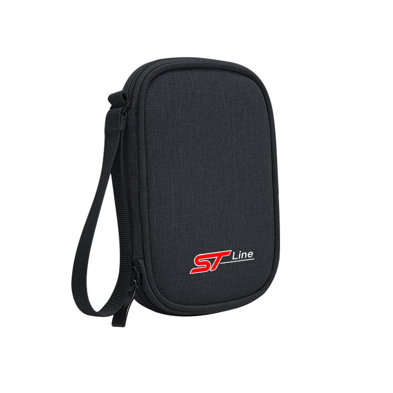 Portable Car Travel Storage Bag Keys Earphone Card Pouch Auto Interiors For Ford ST Line Focus Mustang Fiesta Puma Ranger Kuga