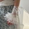 Lace Multilayer Flower Cuff Sweet Bow Decoration Hand Sleeves White Summer Ladies Ruffle Fingerless Wedding Gloves