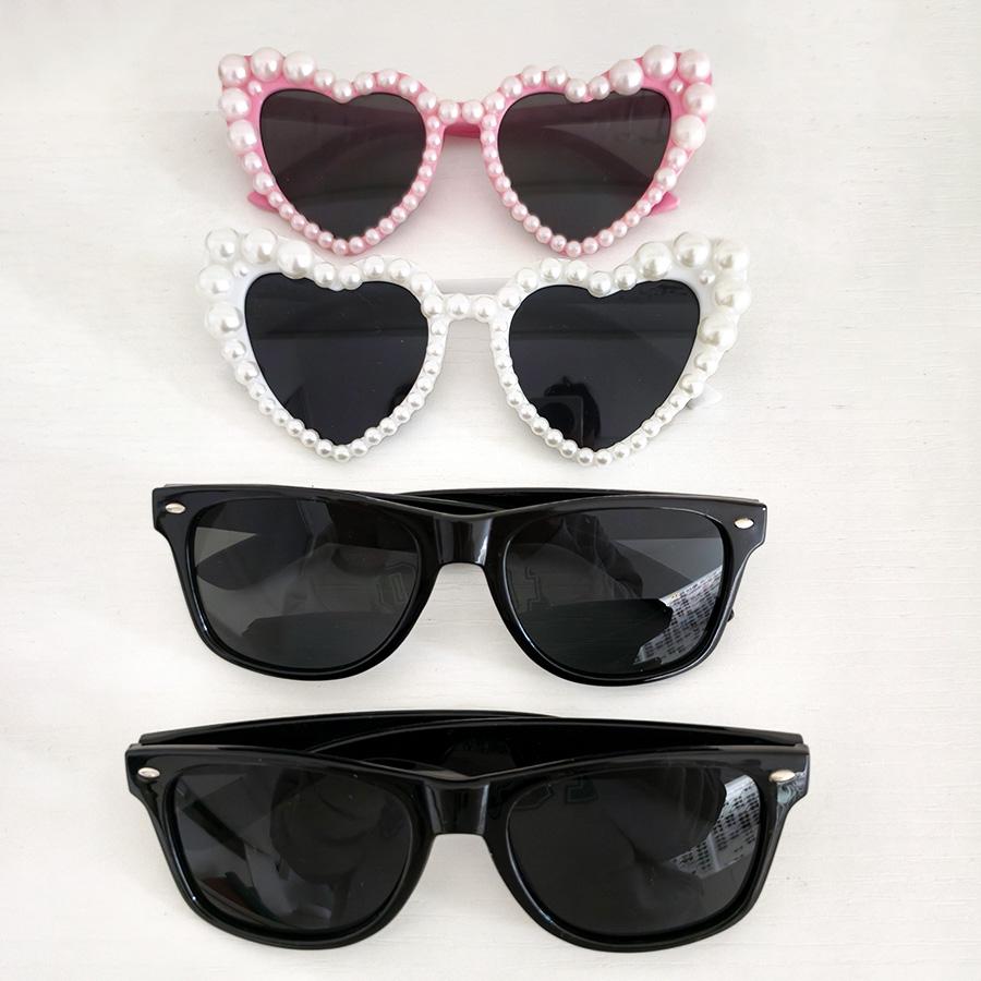 2PCS Pearl Decoration Love Large Frame Y2K Retro Style Prom Wedding Party Couple Sunglasses Combination for Men and Women