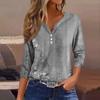 Women's Fashion Casual T-Shirt V-Neck Seven Sleeve Vintage Floral Print Button Top