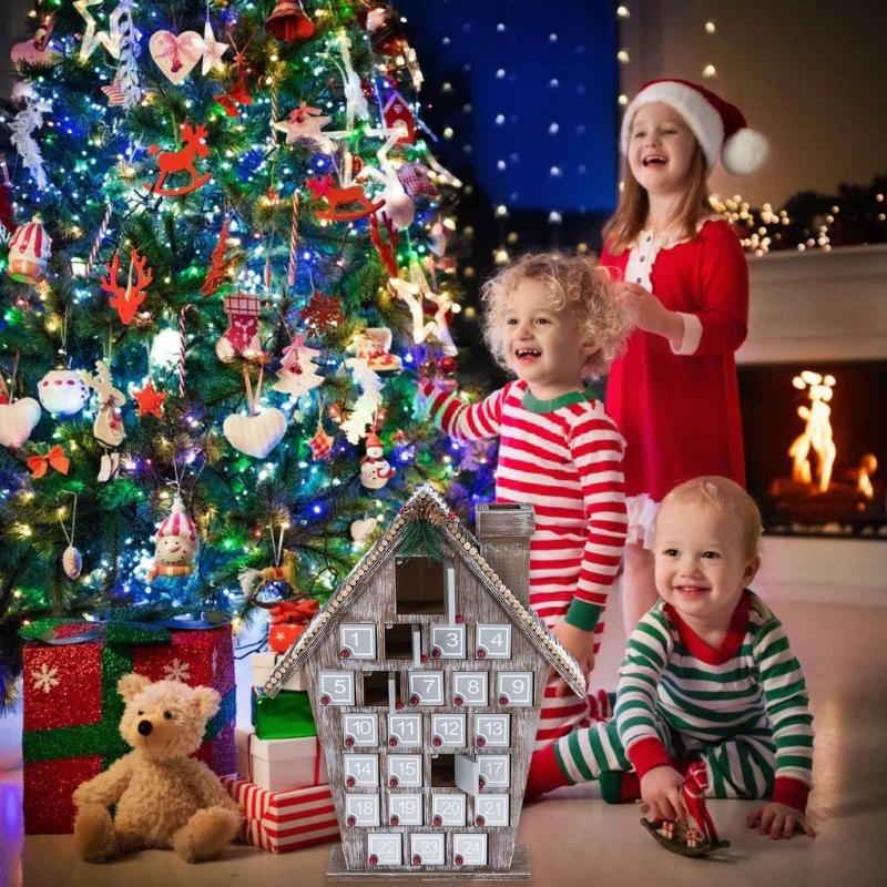 Рождественский календарь обратного отсчета 25 дней Календарь обратного отсчета Настольное украшение с 25 подарочными коробками для взрослых детей Домашнее украшение