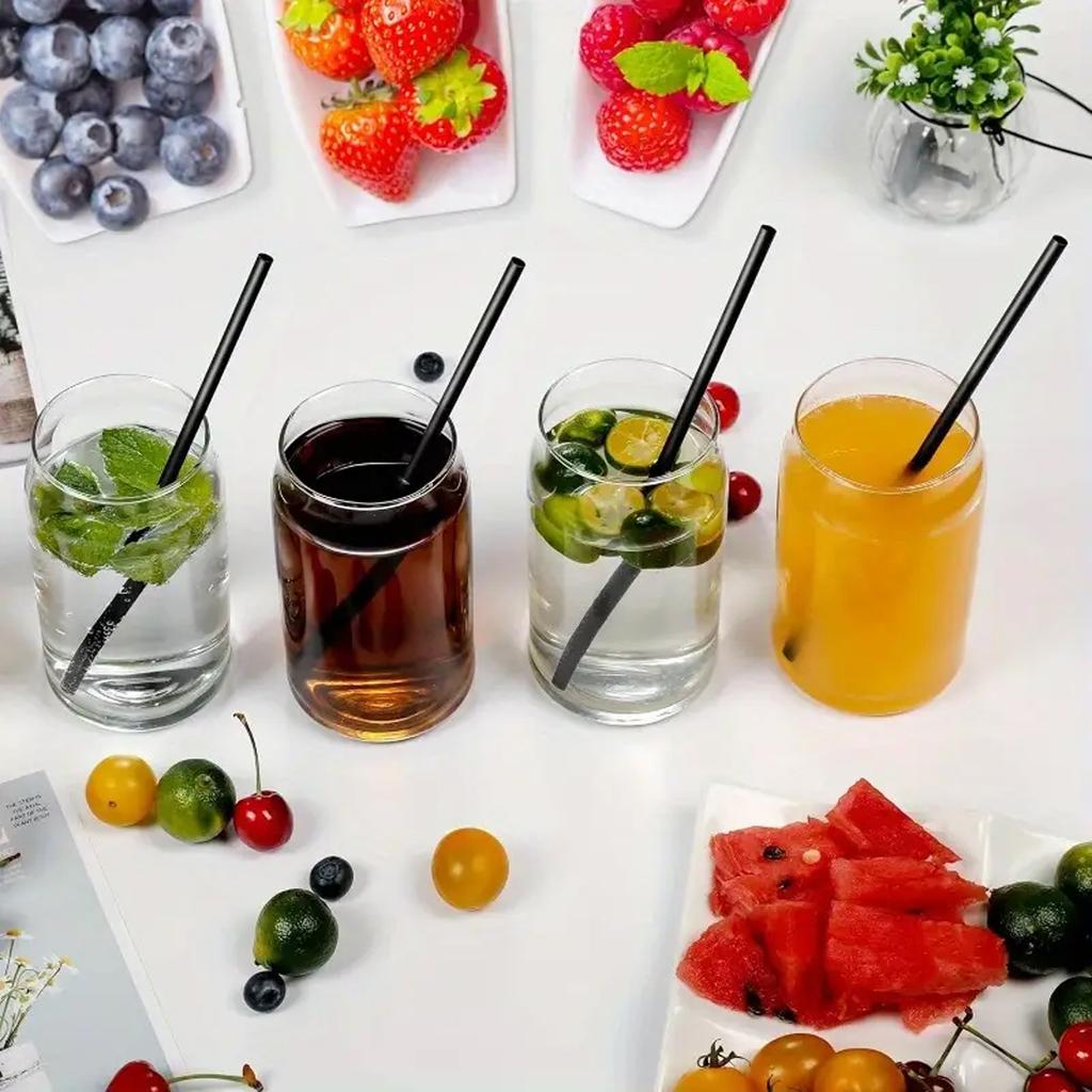 50/100/200PCS Black Disposable Plastic Straight Mouth Straw Solid Color Fine Straw Used For Cocktails Juices Beverages Coffee
