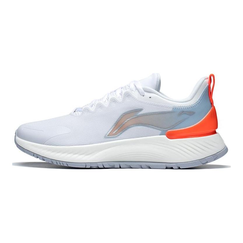 Li Ning YueYing Элемент Удобная Ткань Амортизация Нескользящая Отскок Низкие Кроссовки для Бега Мужские Белый Оранжевый ARHS007-6