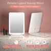 LED Foldable Travel Makeup Mirror 3 Colors Light Modes USB Rechargeable Touch Screen Portable Tabletop Cosmetic Mirror PINK