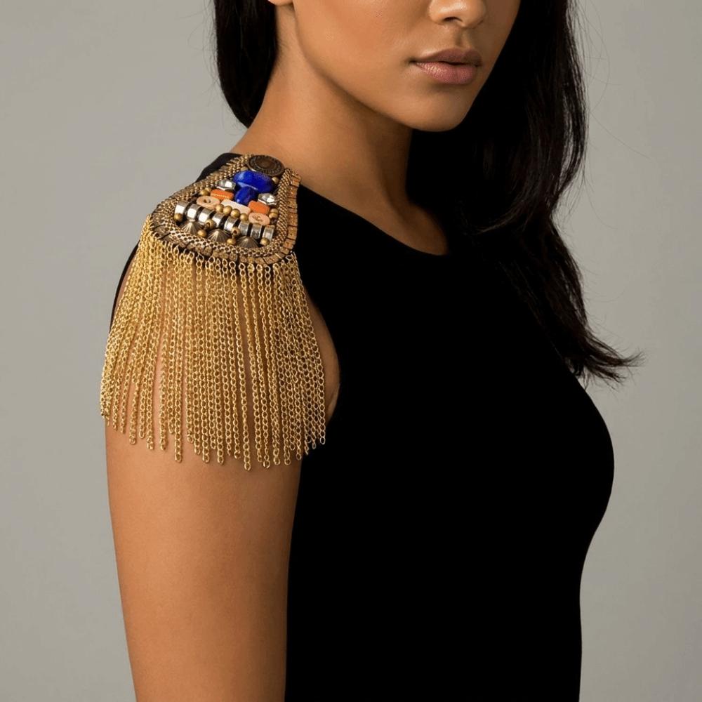 Brooch Fringe Shoulder Mark Shoulder Flash Beads Epaulette Retro Tassel Chain Shoulder Board Girl