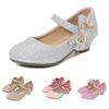 Girls Princess Flats Low Heel Dress Shoes Mary Glitter Wedding Party Sparkling