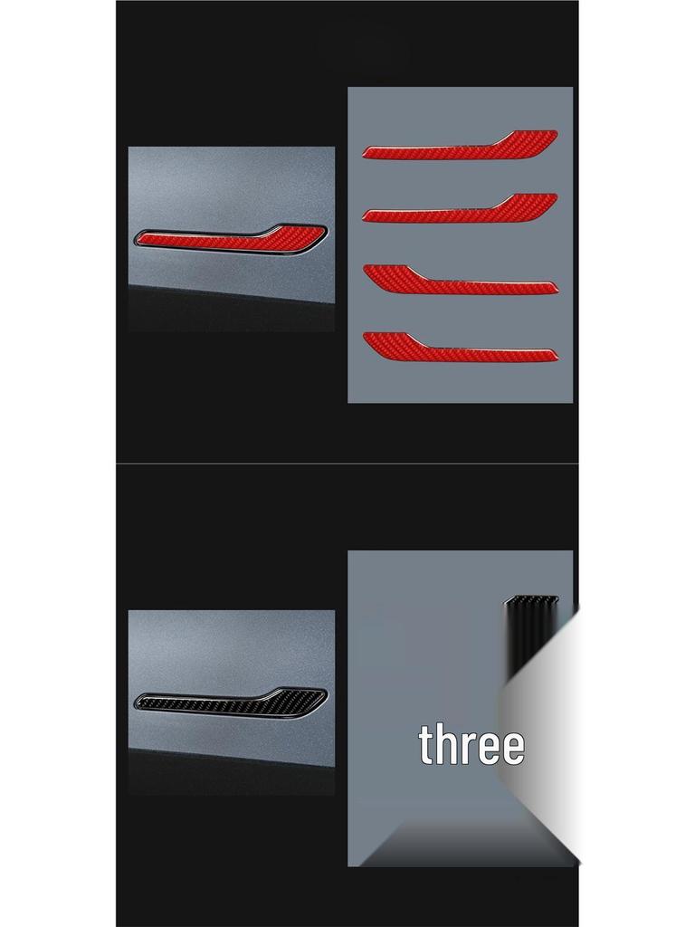 Наклейки на внешние ручки дверей из черного карбона для Tesla Model 3/Y (2017-2022 гг.)