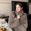 Autumn Winter Women's Imitate Fox Hair Environmental Protection Fur Stand Collar Short Fur Coat Thick Warm Jacket