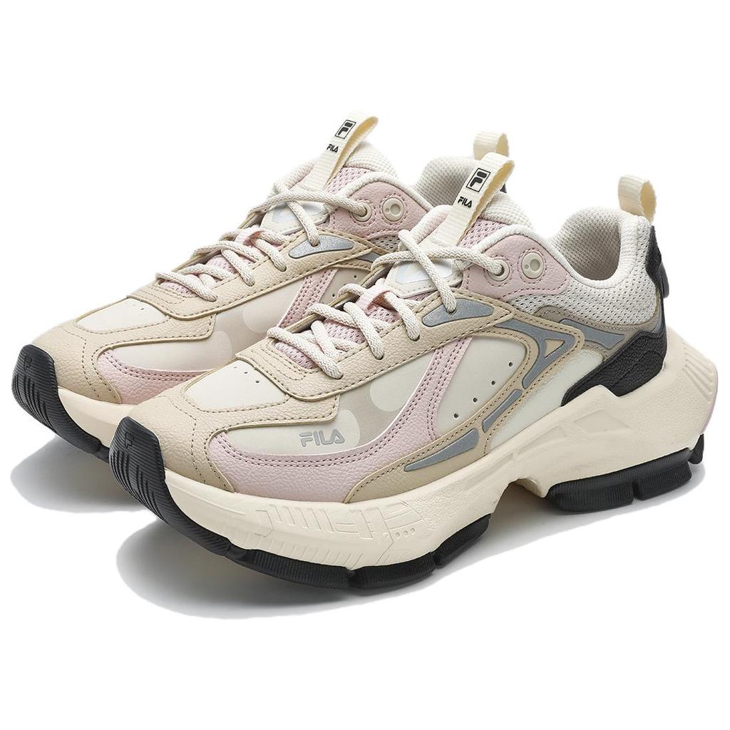 Fila Ciclone Fabric Synthetic Leather Top Layer Cowhide Comfortable Versatile Low-Top Casual Shoes Women Sneaker Birch-Brown Peach-Red F12W411103FBW