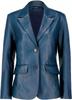 Lambskin Women's Blazer Blue Two- Button Genuine Leather Handmade Classic Stylish