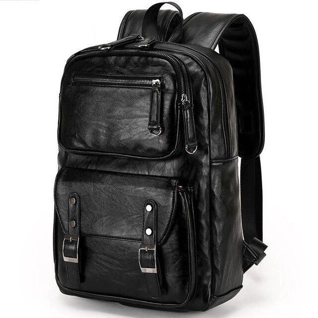 Men's Large Leather Antitheft Travel Backpack Laptop Bags Men Black Bagpack Boy Big Capacity School Male Business Shoulder Bag