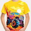 Детская одежда Футболка для мальчиков с коротким рукавом Креативный 3D Tie-Dye Trucks Print Детская летняя одежда Повседневная одежда для девочек с рисунком