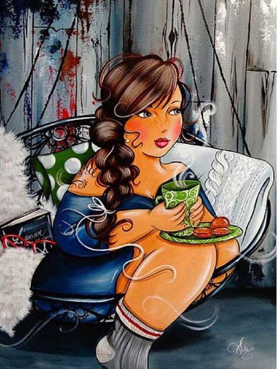 5D DIY алмазная живопись мультфильм толстая леди комплект для вышивки крестом полная дрель круглая алмазная вышивка мозаика женская картина домашний декор