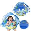 PVC Upgraded Inflatable Baby Pool Float with Canopy and Anti-Tip Seat with Steering Wheel Baby Beach Essentials for 6-36M