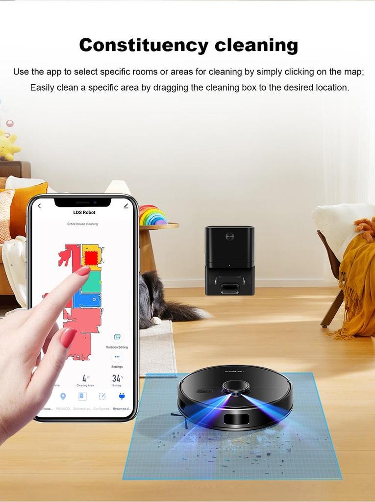 Liectroux M70 Pro Lidar Robot Vacuum Cleaner with Self-emptying Dustbin, Multi-floor Map Storage, 6500Pa Strong Suction