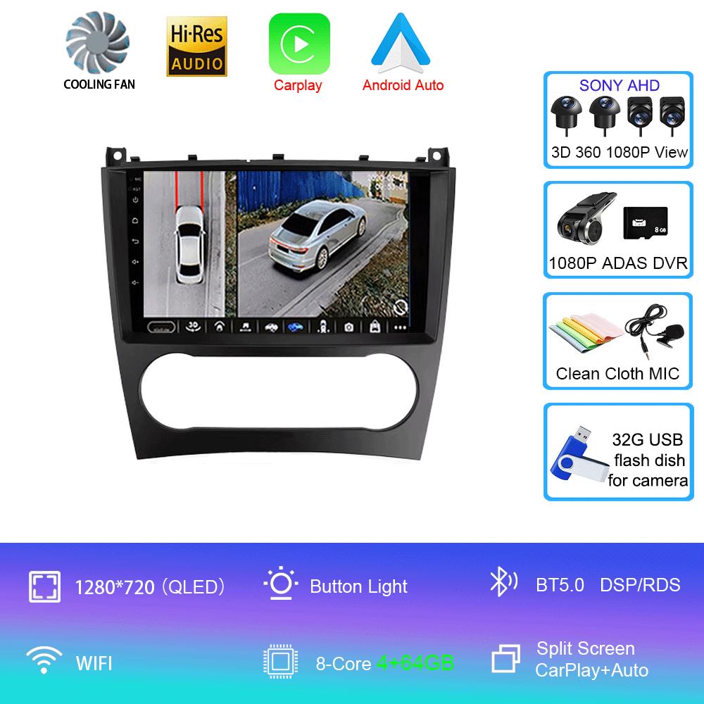 Android 14 для Mercedes Benz W203 W209 C180 C200 C220 C230 2005 - 2009 стерео автомобильное радио мультимедиа навигация GPS Carplay AUTO