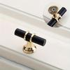 10pcs Elegant Black and Golden Cabinet Knobs - Polished Metal Drawer Pulls with Secure Mounting Screws, Perfect for Home Decor.