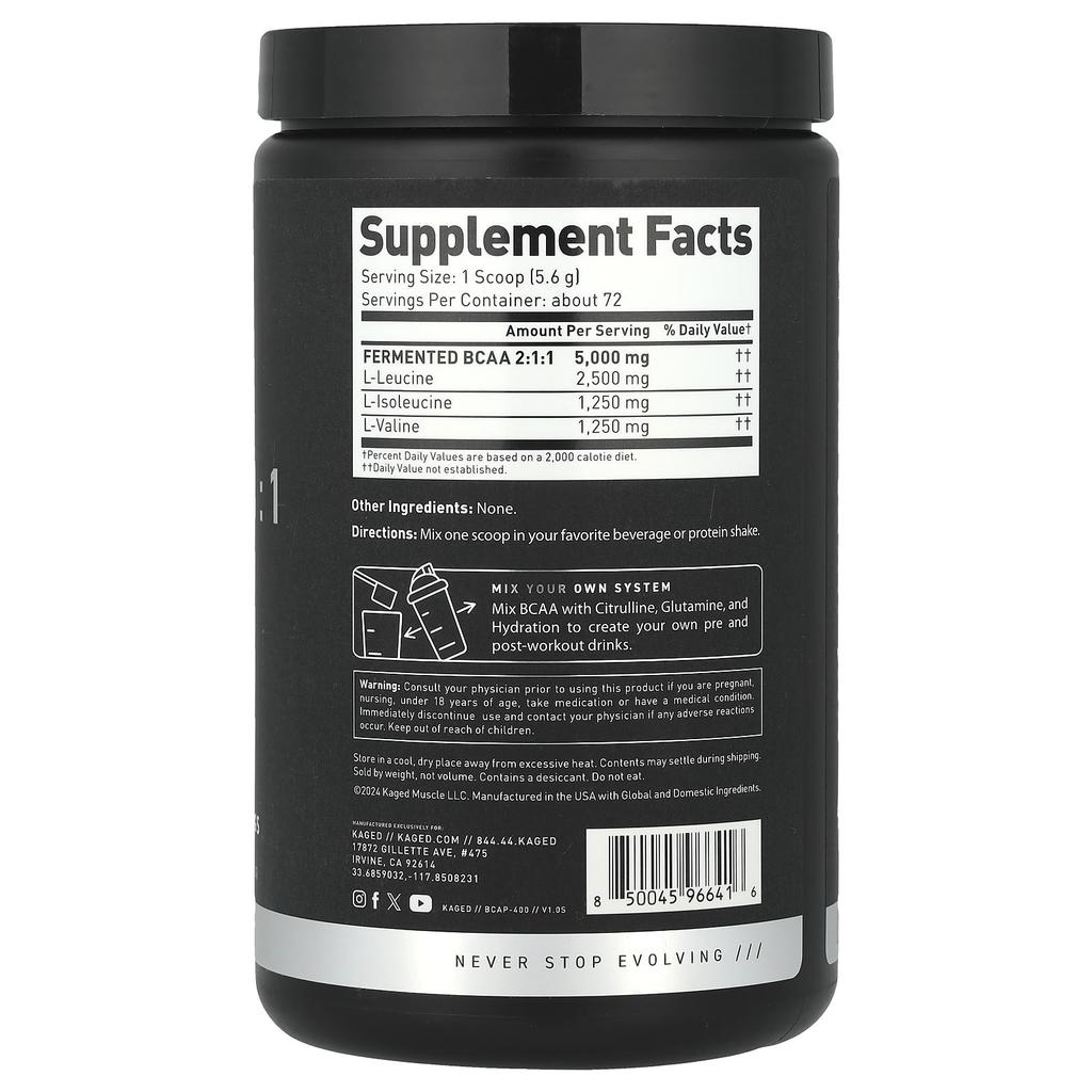 Bcaa 2:1:1, Unflavored, 403.2G(14.2Oz)