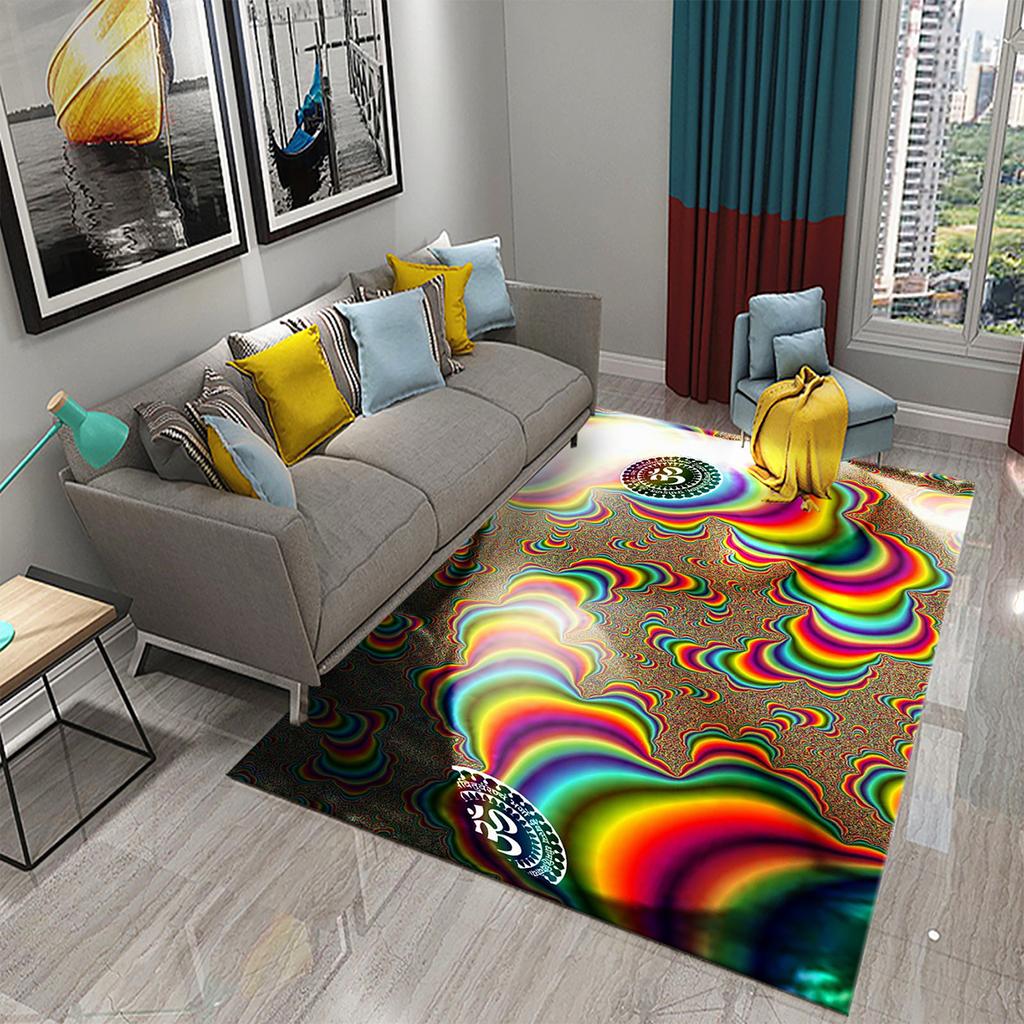 3D оптическая иллюзия психоделический ковер красочная геометрия ковер Vertigo гостиная спальня ванная комната вход нескользящий напольный коврик