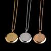 Ожерелье-медальон для фотографий из нержавеющей стали, 3 цвета, открывающиеся круглые кулоны