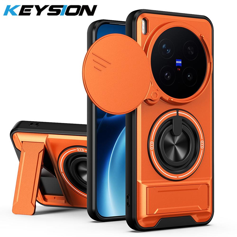 KEYSION Магнитный чехол для телефона VIVO X300 Pro 5G с защитой выдвижной камеры, подставкой-кольцом, противоударный чехол для VIVO X300