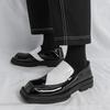 Мода Фэшн Новые Мужские Черно-Белые Смешанные Слипоны Повседневные Кожаные Туфли Мужские Лоферы для Увеличения Роста Свадебное Платье Формальная Обувь