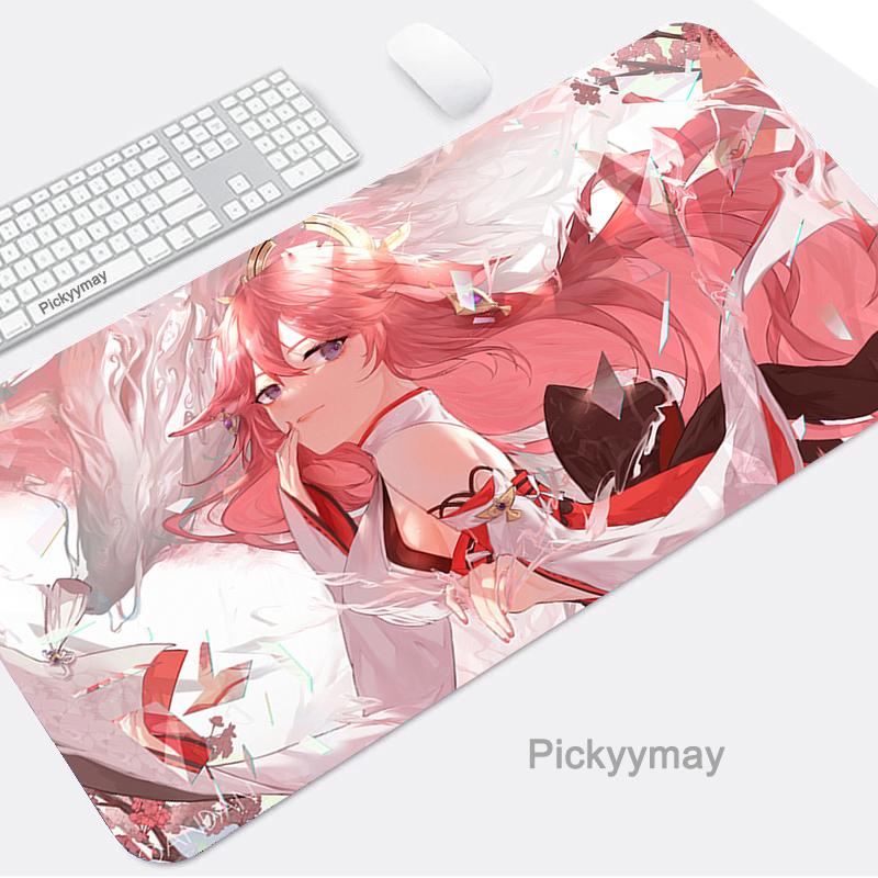 Коврик для мыши игровые аксессуары коврик для мыши Yae Miko компьютер ноутбук ПК геймер Mause Genshin Impact большая аниме-клавиатура настольный ковер