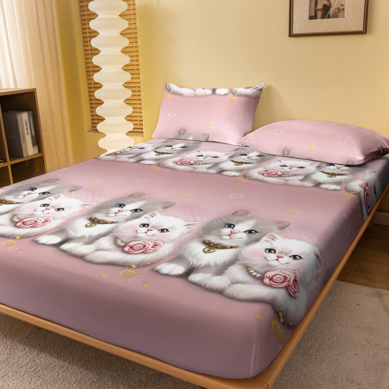 1 Piece Of Lovers Cute Cat Pattern Frosted Bedsheet, Bedroom Printed Bedspread, Bedding (Excluding Pillowcases)