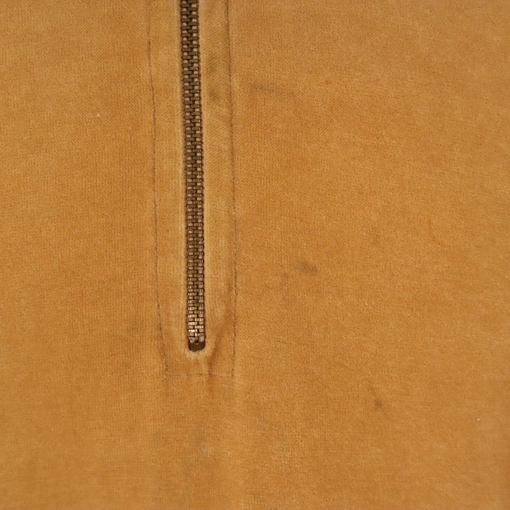 Fendi 90s Made In Italy Old Back Print Long Sleeve Half Zip Velour Polo Shirt Men's Used