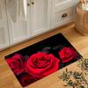 Красивый напольный коврик для кухни с красной розой — нескользящий, маслостойкий, водонепроницаемый, можно стирать в машине и водопоглощающий