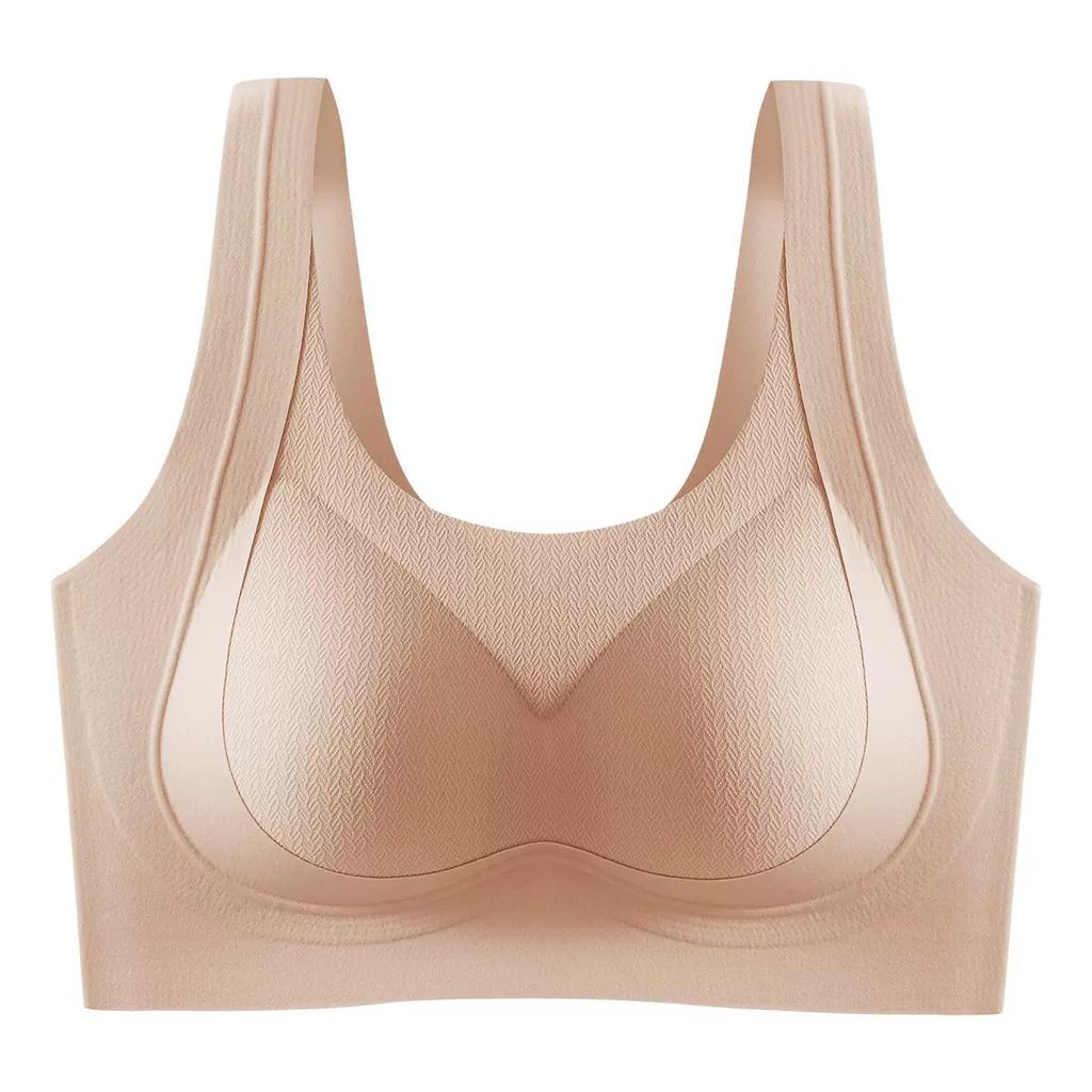 Pull and gather, large size, seamless comfort, no steel ring, double breasts, upper support, anti-sagging, beautiful back bra