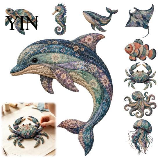 Family Craft Night Activities Ocean Animal Patchwork Kit, DIY Fabric Sewing Handmade Gift Crafting Materials Sea Turtle Octopus Kit for Adults,