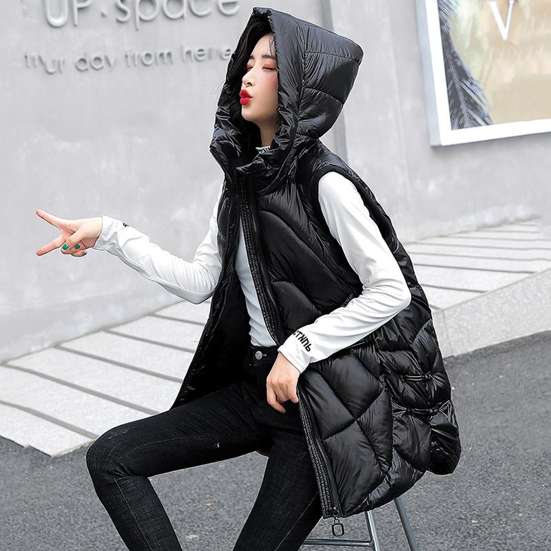 Women Autumn Winter Outwear Thicken Waistcoat Cotton Padded Hooded Sleeveless Jacket Coat Vest
