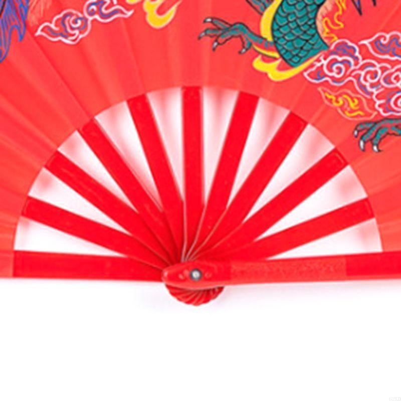 62KD Китайский веер для кунг-фу для Ци боевых искусств Дракон Феникс Пластиковый ручной фол