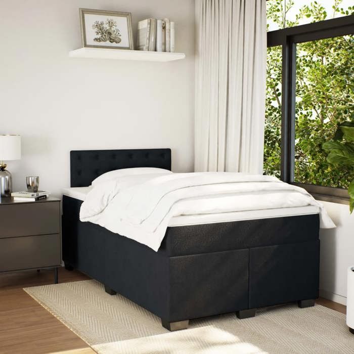 Maison Exclusive - Sommier à lattes de lit avec matelas Noir 120x200 cm Velours