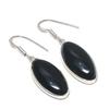 Natural Black Onyx Gemstone Handmade 925 Sterling Silver Earring 1.77" K3g64