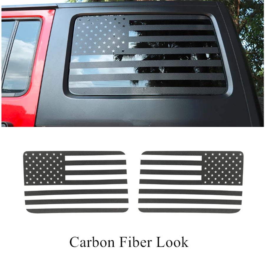 2x Наклейка-декаль на окно с американским флагом для Jeep Wrangler JK JKU 2007-2017 4-дверный