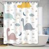 Очаровательная шторка для душа с динозаврами для декора детской ванной комнаты, многоцветный узор, водонепроницаемая ткань, набор с крючками