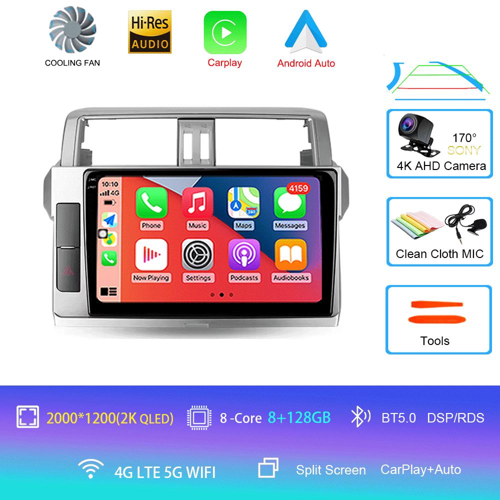 Для Toyota Land Cruiser Prado 150 2013 2014 - 2017 Автомобильное радио Android 14 Навигация Мультимедийный проигрыватель GPS WiFi+4G Видео Carplay