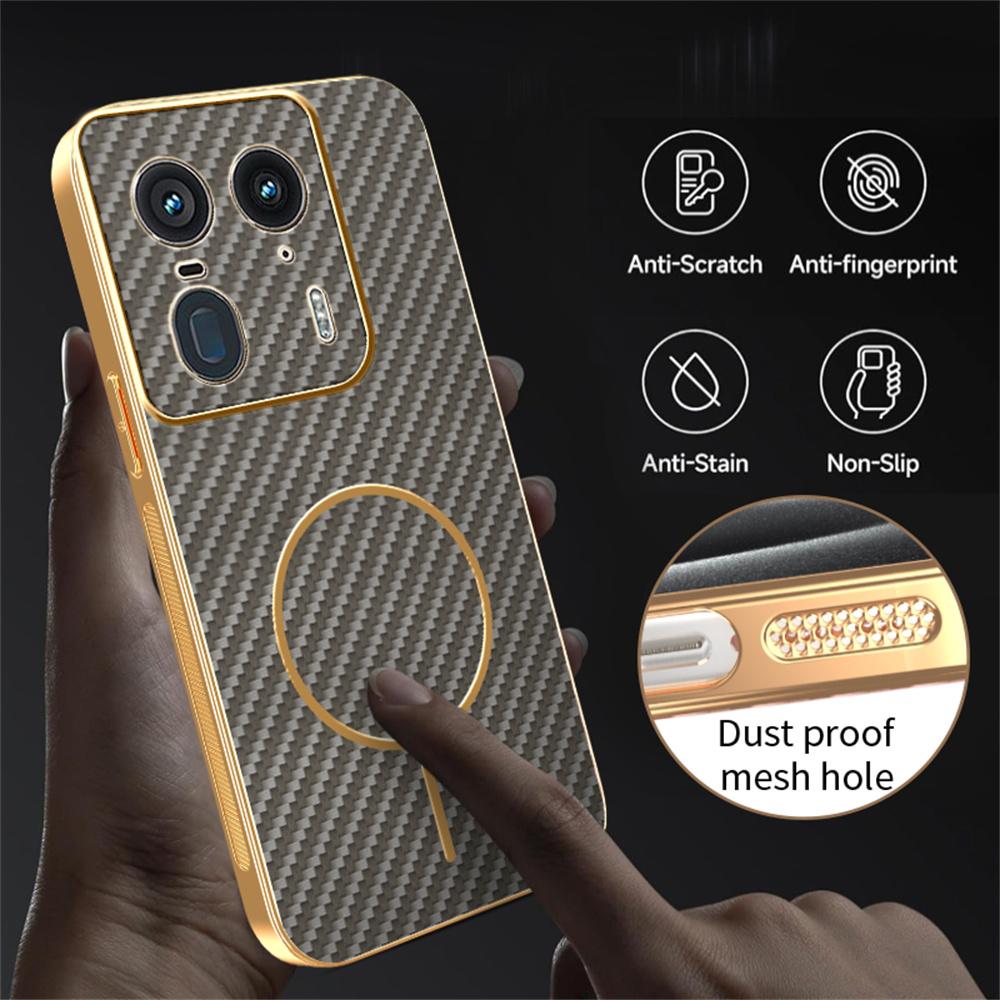 For Motorola Edge 50 Ultra 5G Phone Case Carbon Fiber Textured Electroplated TPU Back Cover