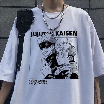Футболка унисекс с принтом Jujutsu Kaisen Harajuku, повседневная одежда унисекс с героями мультфильмов аниме, уличный топ, летний хлопок