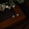 Small and Exquisite Shiny Bow Earrings Sweet and Versatile Fashionable and Luxurious Girlish Earrings