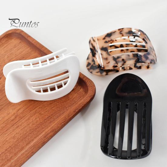 Women Hair Claw Flat Round Shape Strong Grip Bendable Teeth Curved Design Hair Clip Back Head Large Clip Hair Accessory