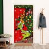 New Merry Christmas Grinch Xmas Door Cover Decorations Banner Grinch Green Backdrop