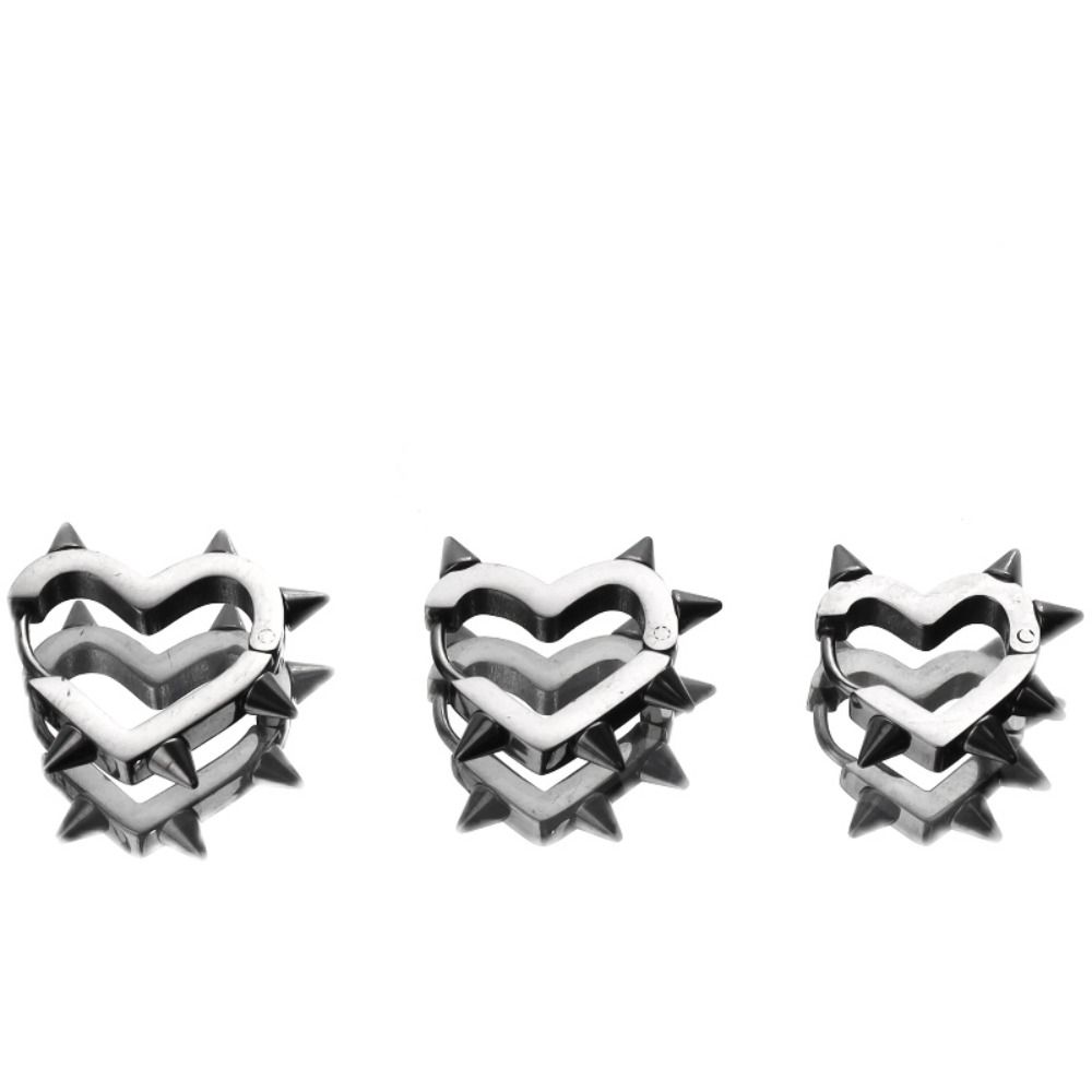 Y2K Punk Spike Rivet Ear Buckle Korean Style Goth Heart Earrings Fashion Jewelry Men