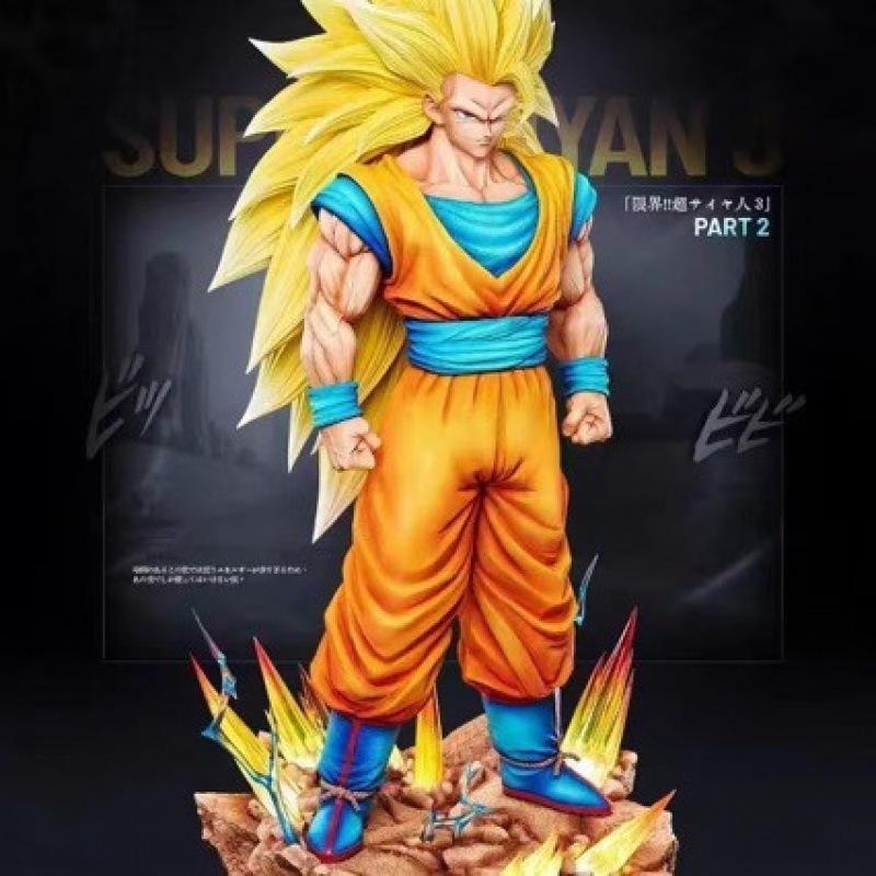 Infinite Super Three Goku Figure Seven Dragon Ball Anime Illuminating Statue Doll Model Super Saiyan 2D