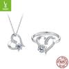 Ins Moissanite Non-Fading 925 Sterling Silver Ring Super Flash Heart-Shaped Mozzarella Jewelry Set