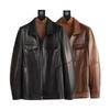 Кожа Кожаная куртка Мужская короткая с лацканами Кожаная куртка из козьей кожи Повседневная куртка Весна Осень и Зима Кожаная куртка