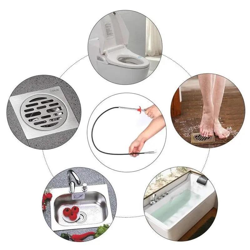 60cm Spring Pipe Dredging Tools Drain Snake Drain Cleaner Sticks Clog Remover Cleaning Household For Kitchen Bending Sink Tool