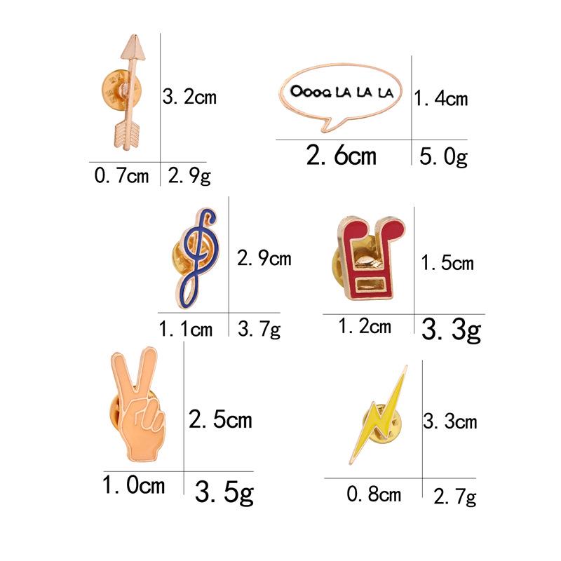 Брошь «Мультяшный» 2022 г.: Эмалевая булавка с символом музыки и молнией